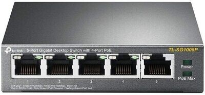 TP-LINK 5 PORT GIGABIT POE SWITCH PLUG AND PLAY TL-SG1005P TP-LINK 5 PORT GIGABIT POE SWITCH PLUG AND PLAY TL-SG1005P