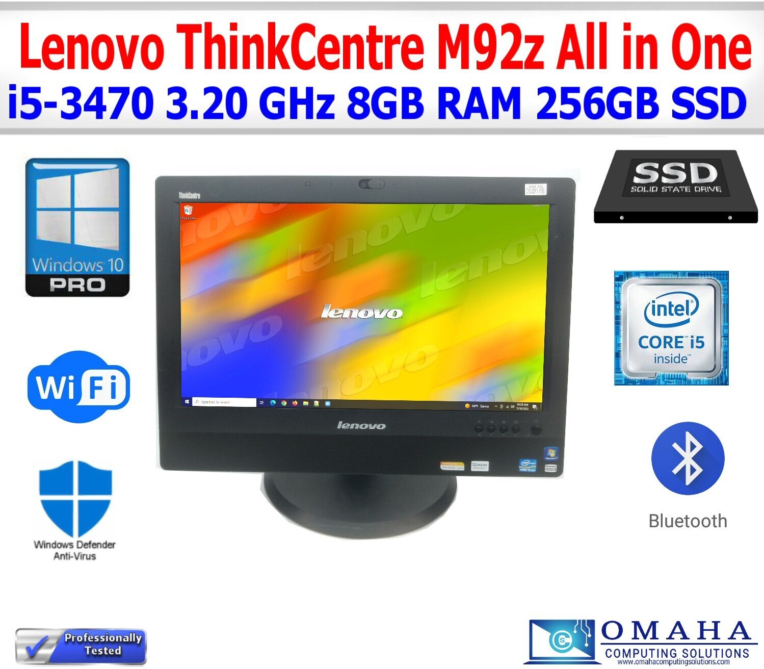 LENOVO THINKCENTRE M92Z AIO i5-3470 3.20GHz 8GB RAM 256GB SSD WIN10 PRO WIFI/BT