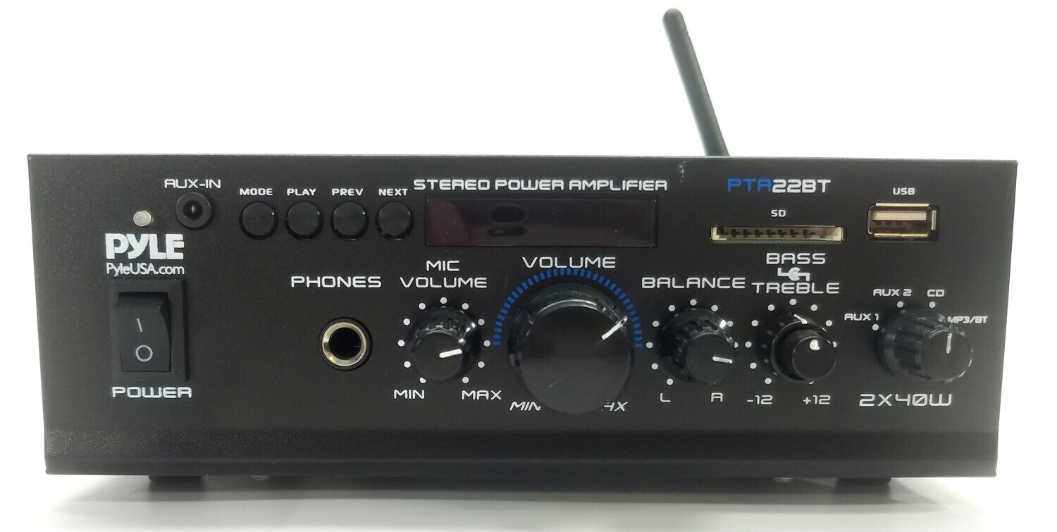 PYLE PTA22BT MINI 2X40W STEREO POWER AMP W/BT & USB (OPEN BOX - NEW)