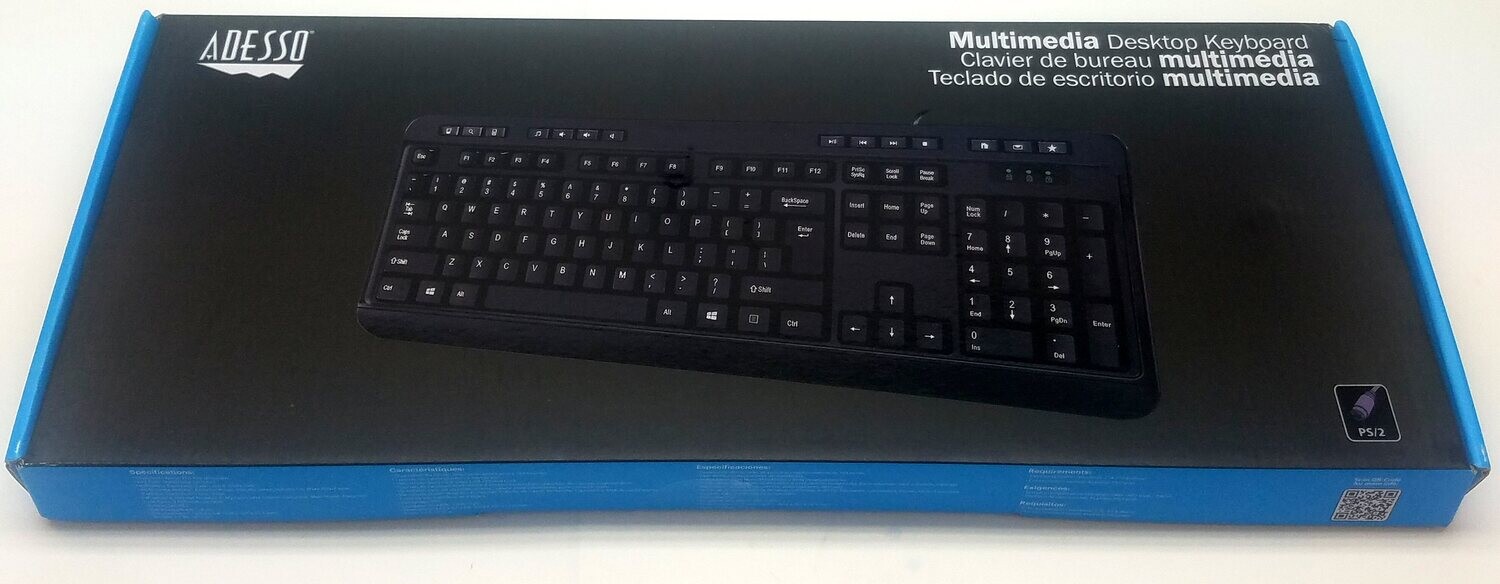 ADESSO AKB-132PB SPILL-RESISTANT MULTIMEDIA DESKTOP KEYBOARD