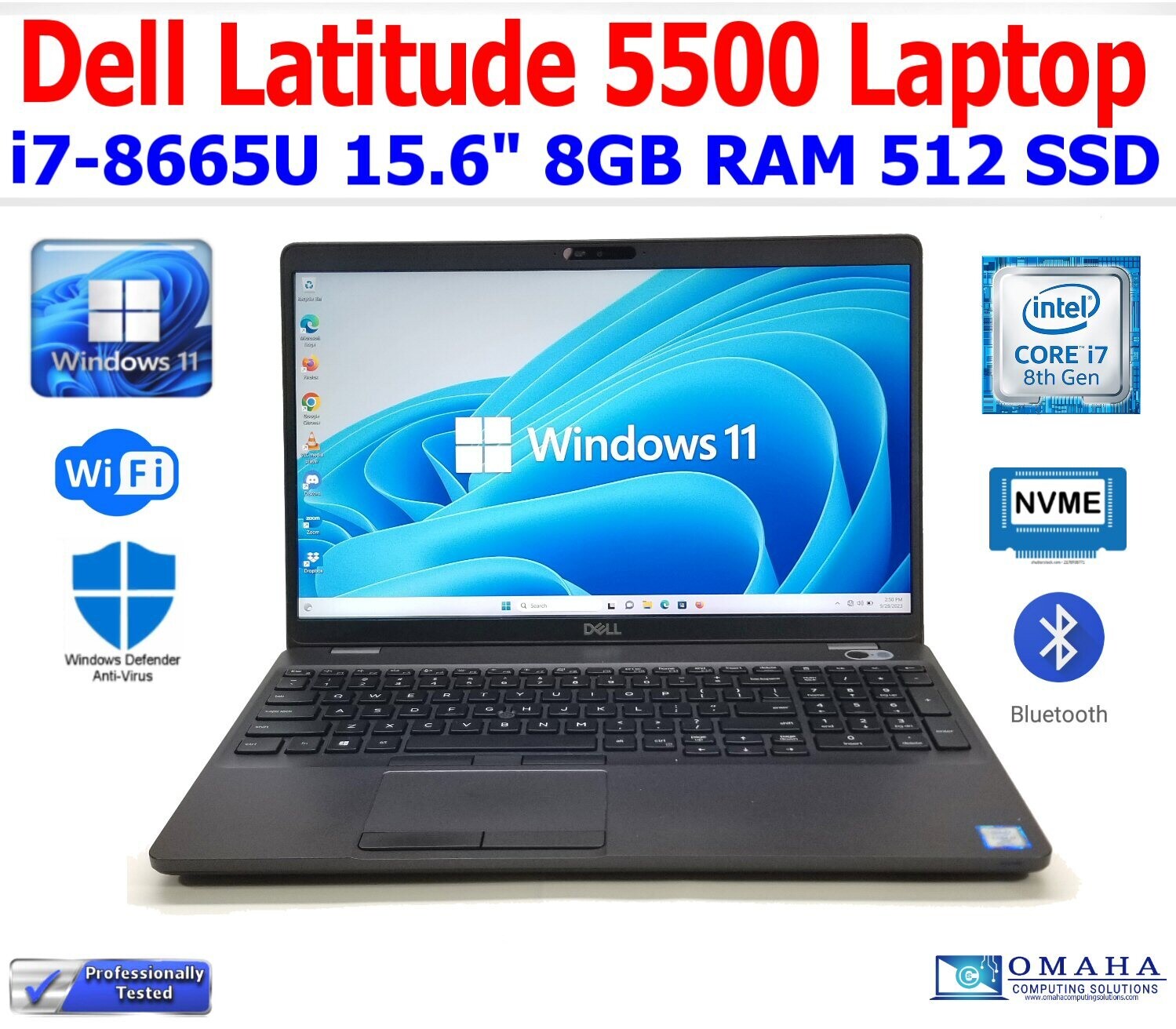 DELL LATITUDE 5500 i7-8665U 1.90GHz 8GB RAM 512GB SSD WiFi/BT 15.1" W10P EXTRAS