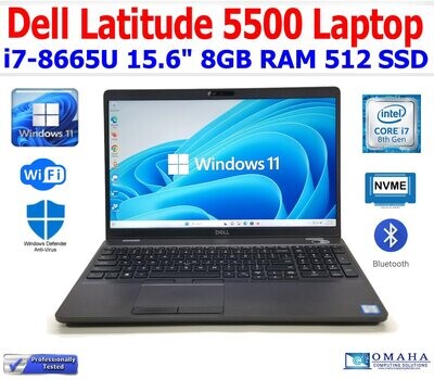 DELL LATITUDE 5500 i7-8665U 1.90GHz 8GB RAM 512GB SSD WiFi/BT 15.1" W10P EXTRAS