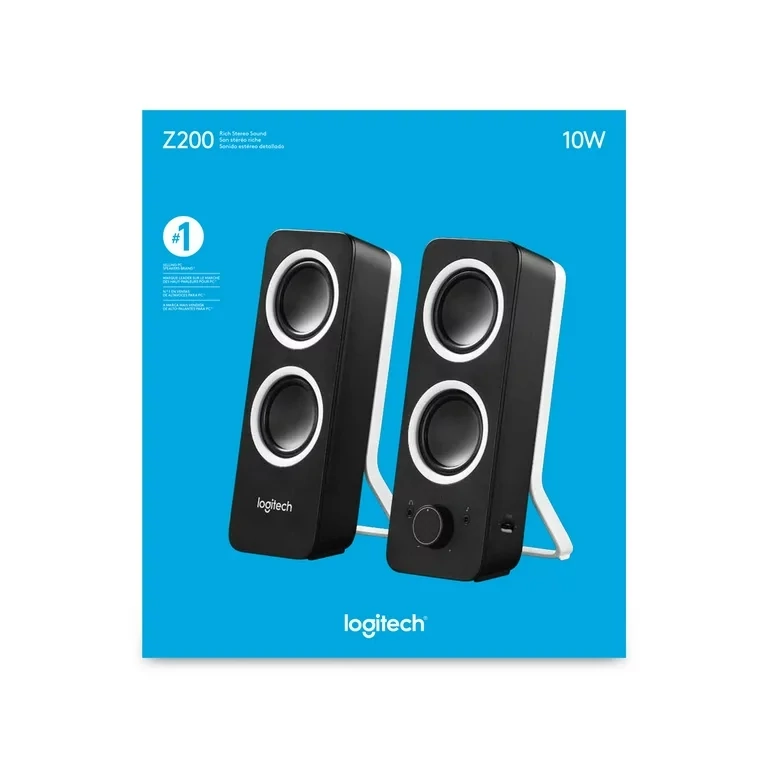 LOGITECH Z200 STEREO DESKTOP/LAPTOP SPEAKERS WITH DUAL 3.5MM INPUT