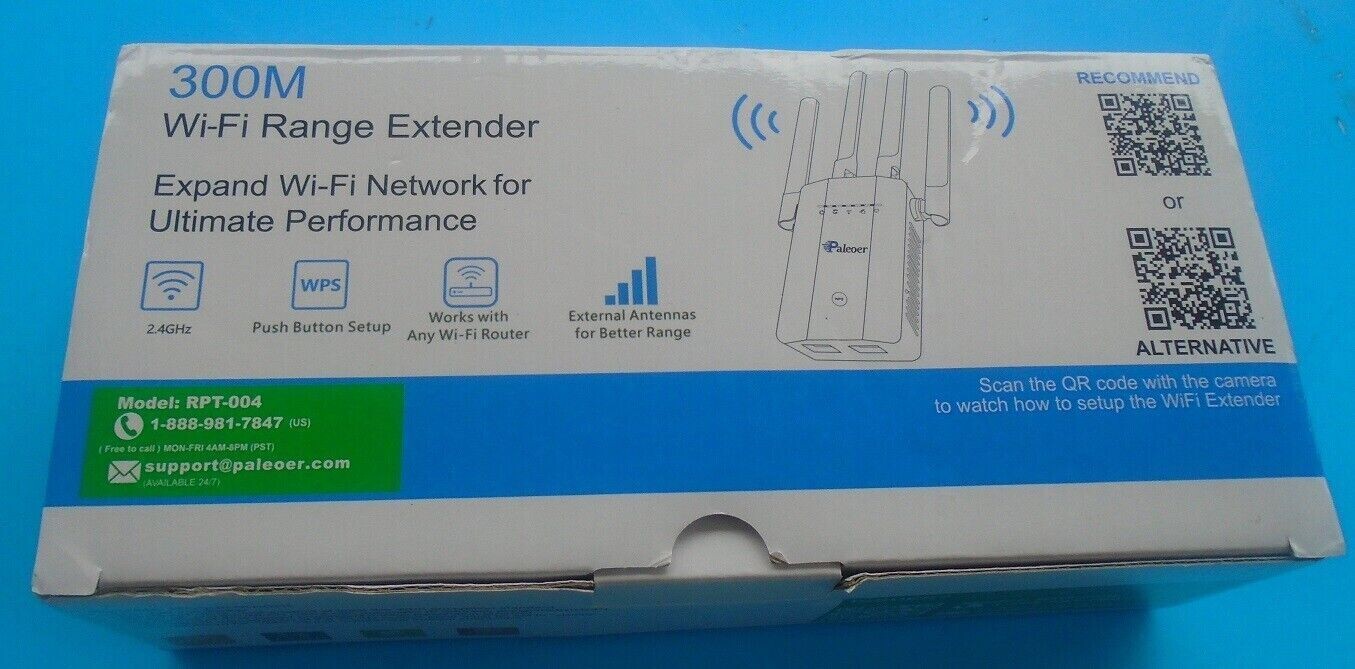 NEW PALEOER 300M WIFI RANGE EXTENDER RPT-004 LONG RANGE SIGNAL BOOSTER 35 DEVICES - SEALED