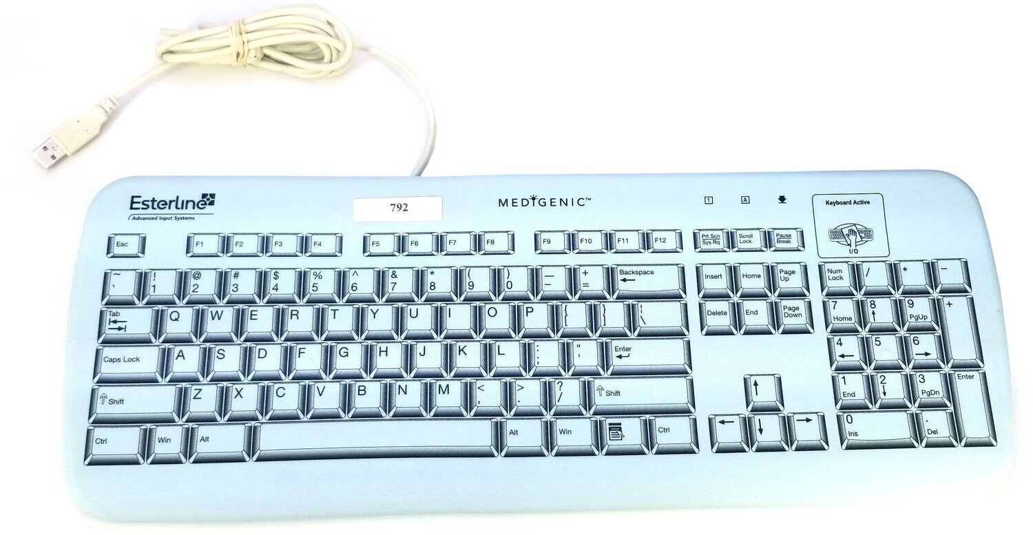 ESTERLINE MEDIGENIC 104E INFECTION CONTROL WASHABLE USB KEYBOARD TESTED
