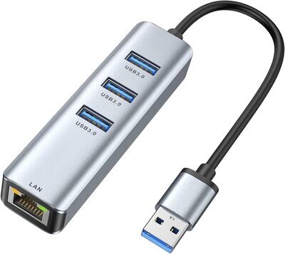 USB 3.0 to ETHERNET ADAPTER, 3-PORT USB 3.0 HUB WITH RJ45 10/100/1000 GIGABIT ETHERNET ADAPTER SUPPORT WINDOWS 10,8.1,MAC OS, SURFACE PRO, LINUX, CHROMEBOOK AND MORE USB 3.0 to ETHERNET ADAPTER, 3-PORT USB 3.0 HUB WITH RJ45 10/100/1000 GIGABIT ETHERNET ADAPTER SUPPORT WINDOWS 10,8.1,MAC OS, SURFACE PRO, LINUX, CHROMEBOOK AND MORE