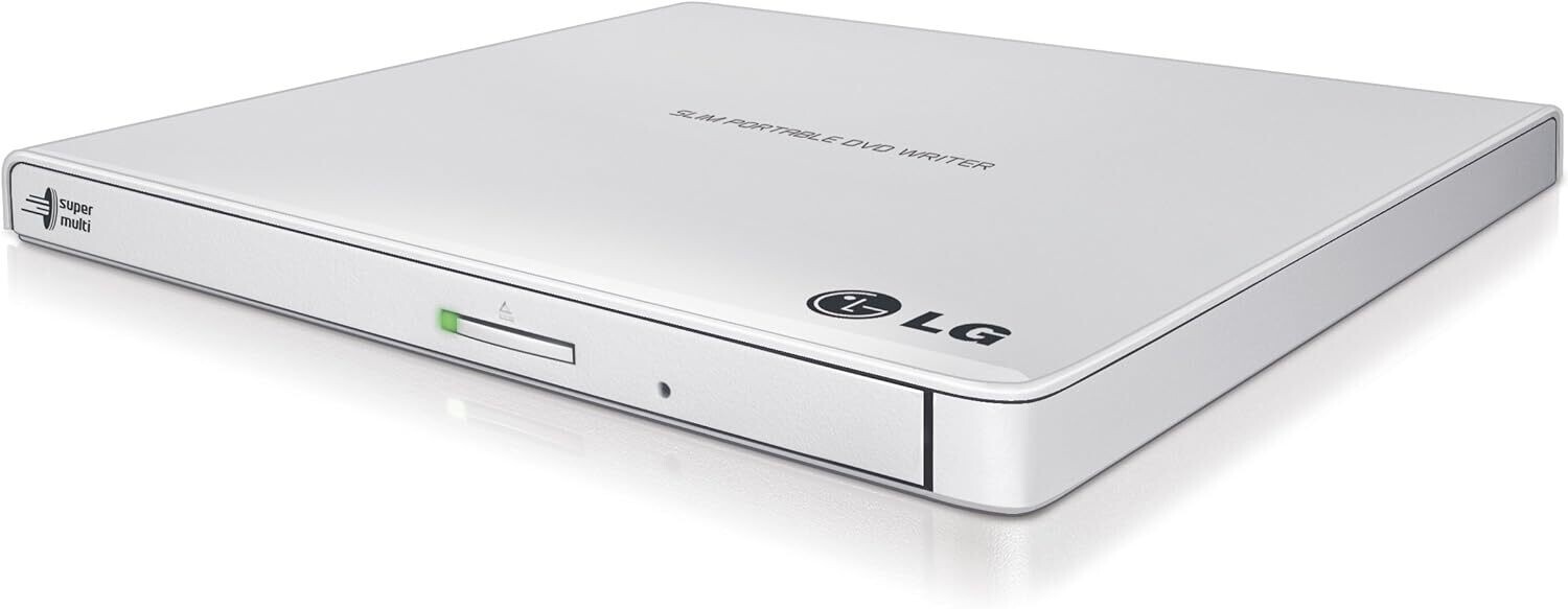 LG ELECTRONICS USB 3.0 COMPATIBLE SUPER-MULTI SLIM PORTABLE DVD+/-RW EXTERNAL DRIVE FOR PC WINDOWS, LINUX, MAC OS WITH M-DISC SUPPORT GP65NW60 (WHITE)