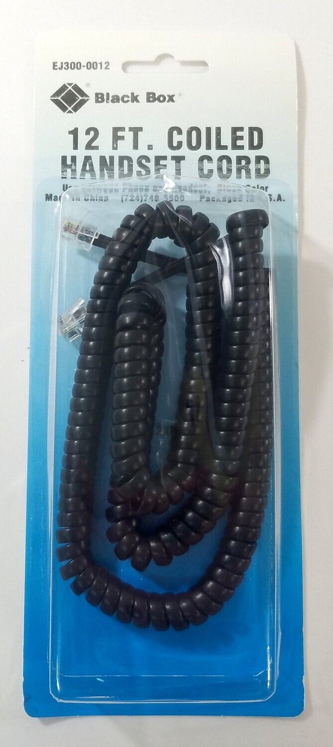 BLACK BOX 12 FOOT COILED HANDSET CORD