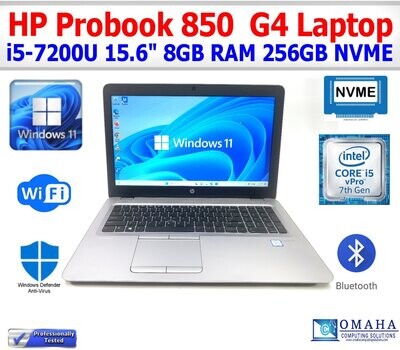 HP ELITEBOOK 850 G4 LAPTOP i5-7200U 8GB RAM 256GB SSD WIN11PRO 15.6" WIFI CAM EXTRAS
