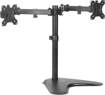 VIVO DUAL 13 TO 30 INCH MONITOR FREE-STANDING MOUNT - ADJUSTABLE DESK STAND 2 FLAT OR CURVED DISPLAYS STAND-V102F