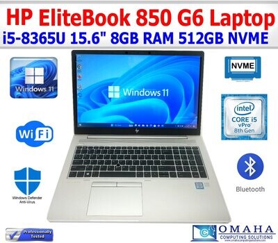 HP ELITEBOOK 850 G6 LAPTOP I5-8365U 1.60GHZ 8GB RAM 512GB NVME 15" WIN11 WIFI/BT