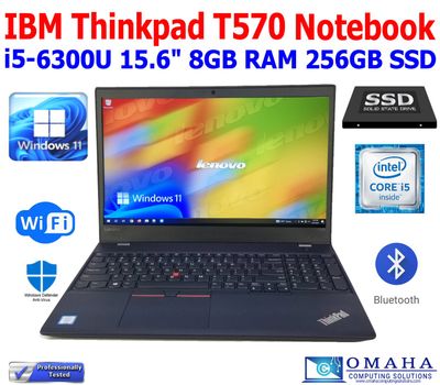 LENOVO THINKPAD T570 LAPTOP I5-6300U 8GB RAM 256GB SSD WIN 11 PRO TESTED EXTRAS