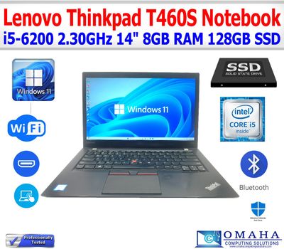 LENOVO THINKPAD T460S i5-6200 2.30GHz 8GB RAM 128GB SSD WIN11 PRO WIFI/BT