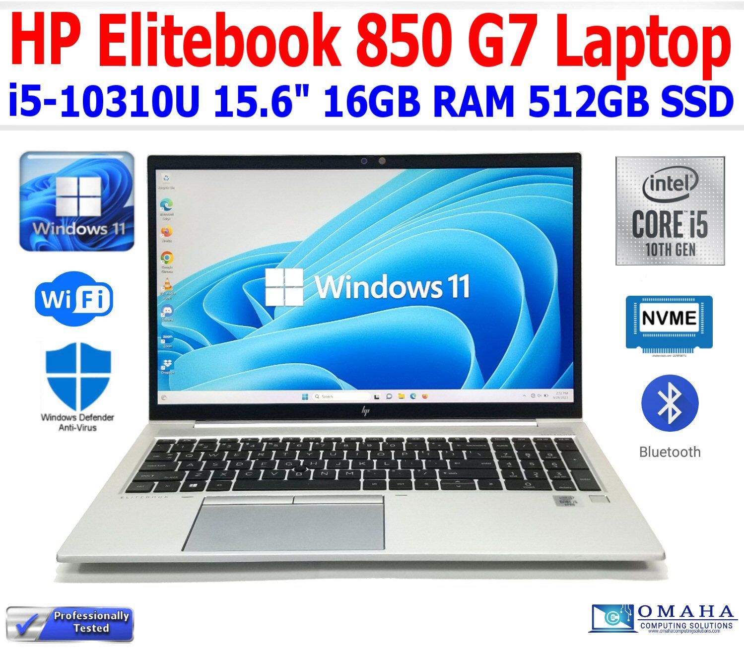 HP ELITEBOOK 850 G7 NOTEBOOK I5-10310U 1.70GHZ 16GB RAM 512GB SSD 15.6" WIN11P WIFI/BT EXTRAS