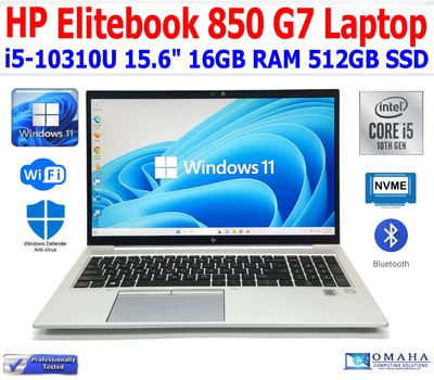 HP ELITEBOOK 850 G7 NOTEBOOK I5-10310U 1.70GHZ 16GB RAM 512GB SSD 15.6" WIN11P WIFI/BT EXTRAS