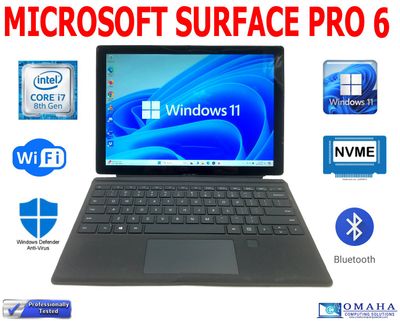 MICROSOFT SURFACE PRO 6 i7-8650U 1.90GHz 16GB RAM 512GB SSD WIFI/BT KEYBOARD COVER