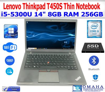 LENOVO THINKPAD T450S i5-5300U 2.30GHZ 14" 8GB RAM 256GB SSD WIN11 PRO WIFI/BT