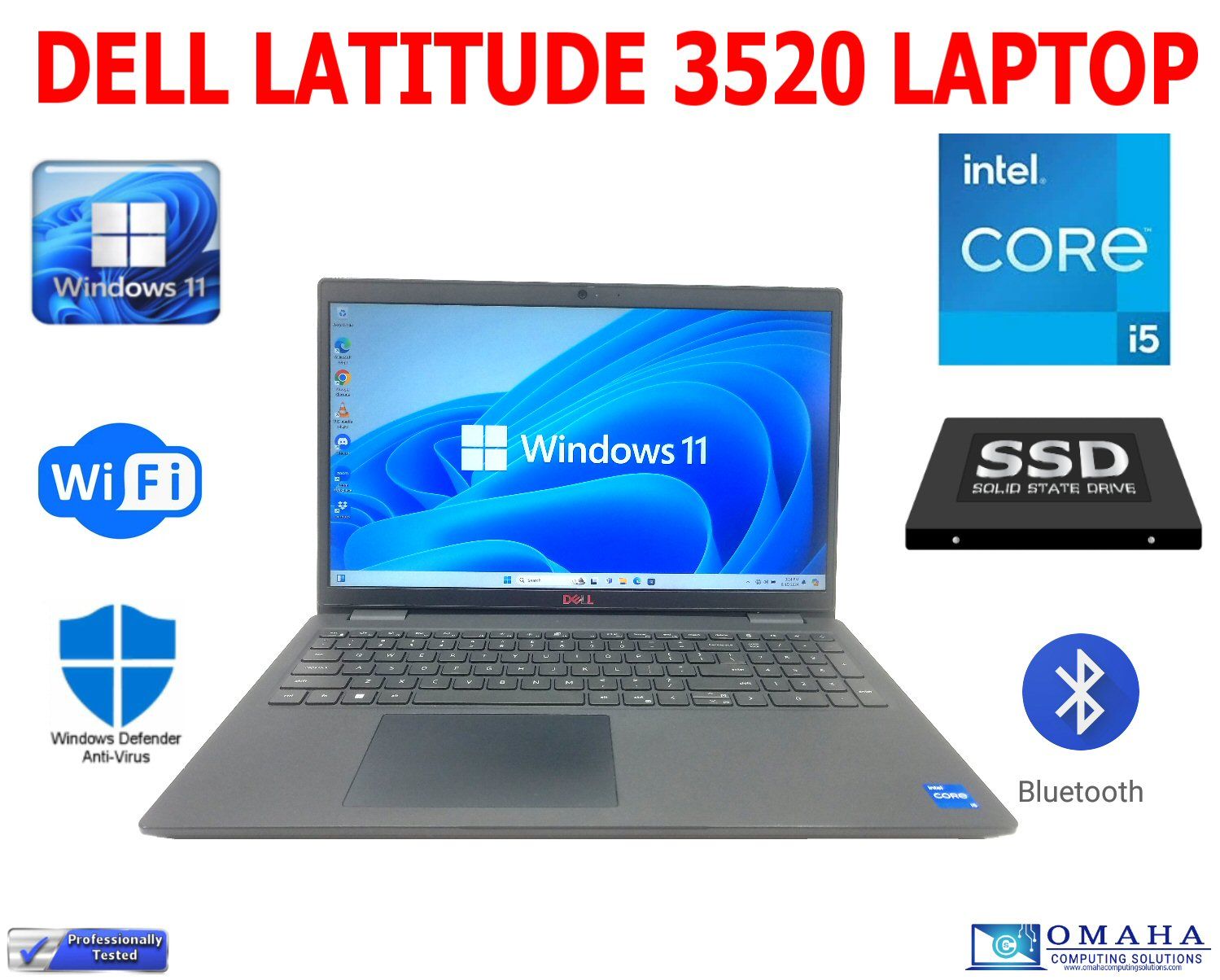DELL LATITUDE 3520 i5-1135G7 2.40GHz 8GB RAM 256GB SSD WIN11 PRO WIFI/BT