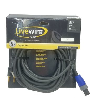 LIVEWIRE - ELITE 12-GAUGE SPEAKON-BANANA SPEAKER CABLE– 25 FOOT