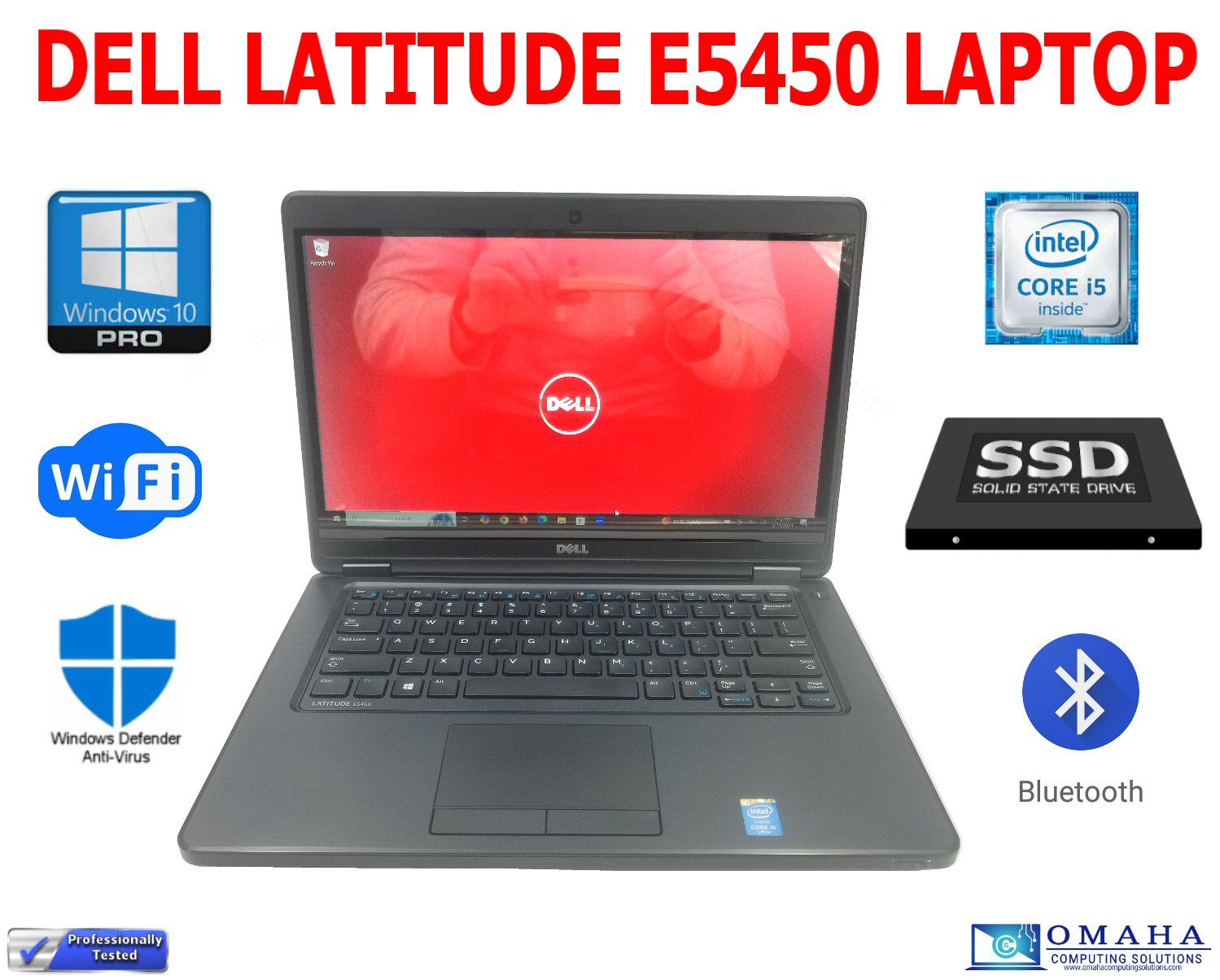 DELL LATITUDE 5450 LAPTOP i5-5300U 2.30GHz 14" 8GB RAM 256GB SSD WIN 10 PRO WIFI/BT EXTRAS