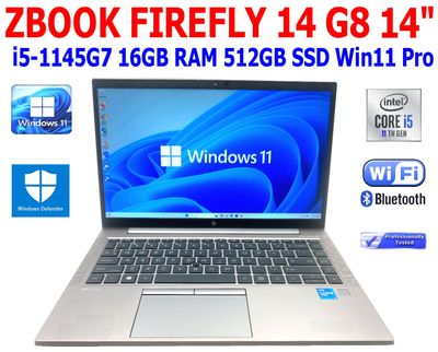 HP ZBOOK FIREFLY 14 G8 LAPTOP i5-1145G7 2.60GHz 16GB RAM 512GB SSD WIFI/BT WIN11 PRO EXTRAS