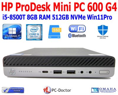 HP PRODESK 600 G4 MINI PC i5-8500T 8GB RAM 512GB SSD WIN 11 PRO WIFI BT EXTRAS