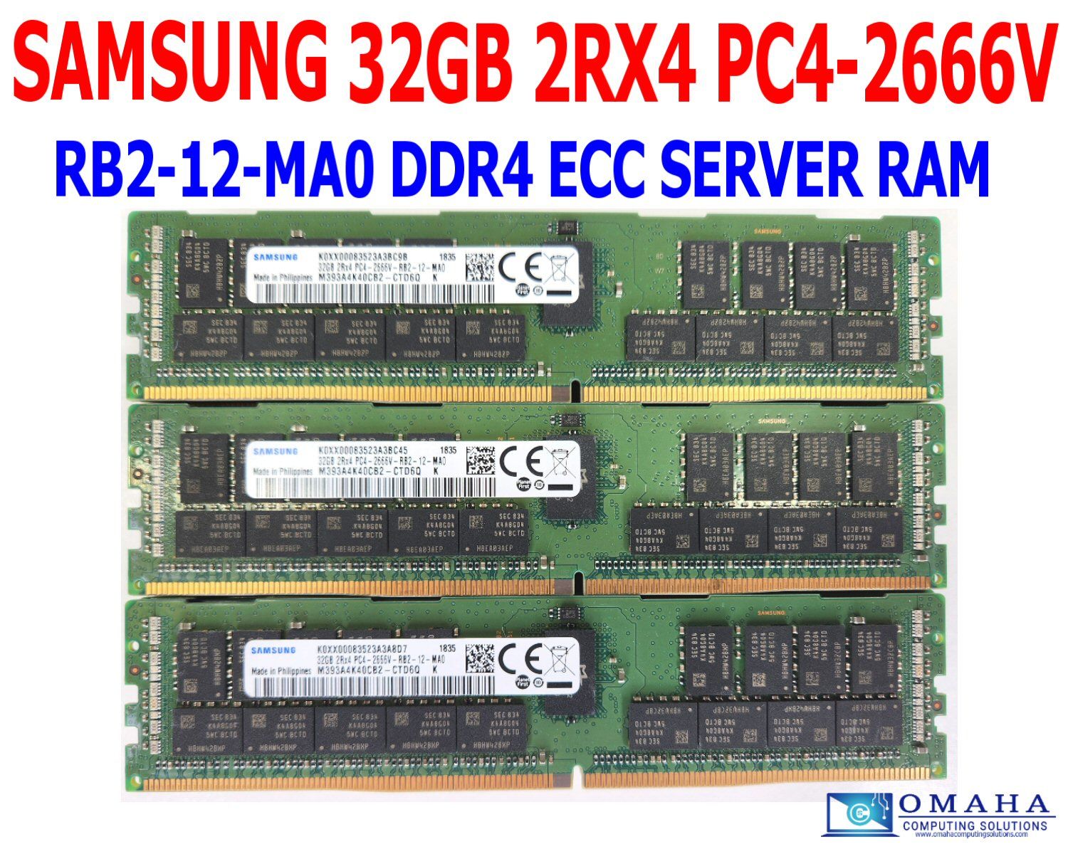 SAMSUNG 32GB 2RX4 PC4-2666V-RB2-12-MA0 ENTERPRISE GRADE DDR4 ECC SERVER RDIMM TESTED SAMSUNG 32GB 2RX4 PC4-2666V-RB2-12-MA0 ENTERPRISE GRADE DDR4 ECC SERVER RDIMM TESTED
