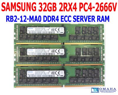 SAMSUNG 32GB 2RX4 PC4-2666V-RB2-12-MA0 ENTERPRISE GRADE DDR4 ECC SERVER RDIMM TESTED