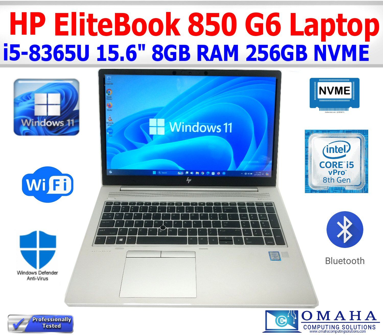 HP ELITEBOOK 850 G6 LAPTOP I5-8365U 1.60GHZ 8GB RAM 256GB NVME 15.6 HP ELITEBOOK 850 G6 LAPTOP I5-8365U 1.60GHZ 8GB RAM 256GB NVME 15.6" WIN11 WIFI/BT