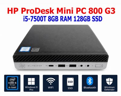 HP PRODESK 800 G3 MINI PC i5-7500T 8GB RAM 128GB SSD WIN 11 PRO WIFI/BT EXTRAS