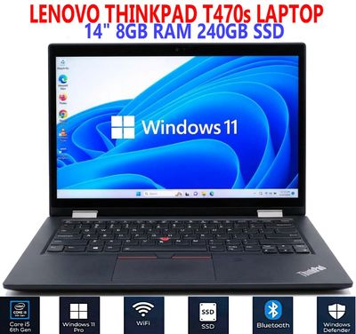 LENOVO THINKPAD T470s LAPTOP I5-6300U 8GB RAM 240GB SSD WIN 11 PRO TESTED EXTRAS