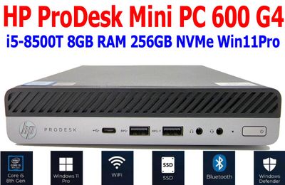 HP PRODESK 600 G4 MINI PC i5-8500T 8GB RAM 256GB SSD WIN 11 PRO WIFI BT EXTRAS