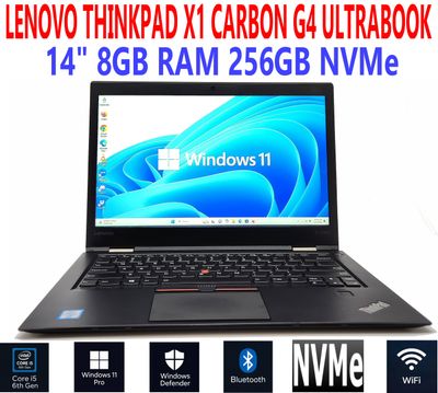 LENOVO THINKPAD X1 CARBON G4 ULTRABOOK i5-6300U 2.40GHz 14" 8GB RAM 256GB NVMe WIN 11 PRO WIFI