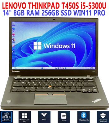 LENOVO THINKPAD T450S i5-5300U 2.30GHZ 14" 8GB RAM 256GB SSD WIN11 PRO WIFI/BT