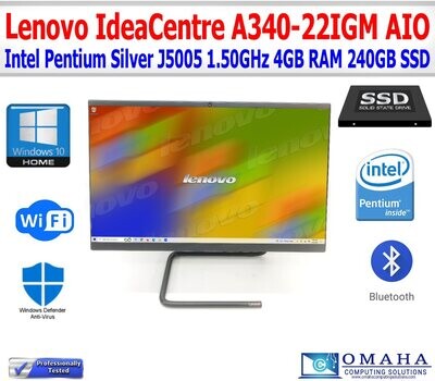 LENOVO IDEACENTRE A340-22IGM AIO PENTIUM SILVER J5005 1.50GHz 4GB RAM 240GB SSD WIN10 WIFI/BT LENOVO IDEACENTRE A340-22IGM AIO PENTIUM SILVER J5005 1.50GHz 4GB RAM 240GB SSD WIN10 WIFI/BT
