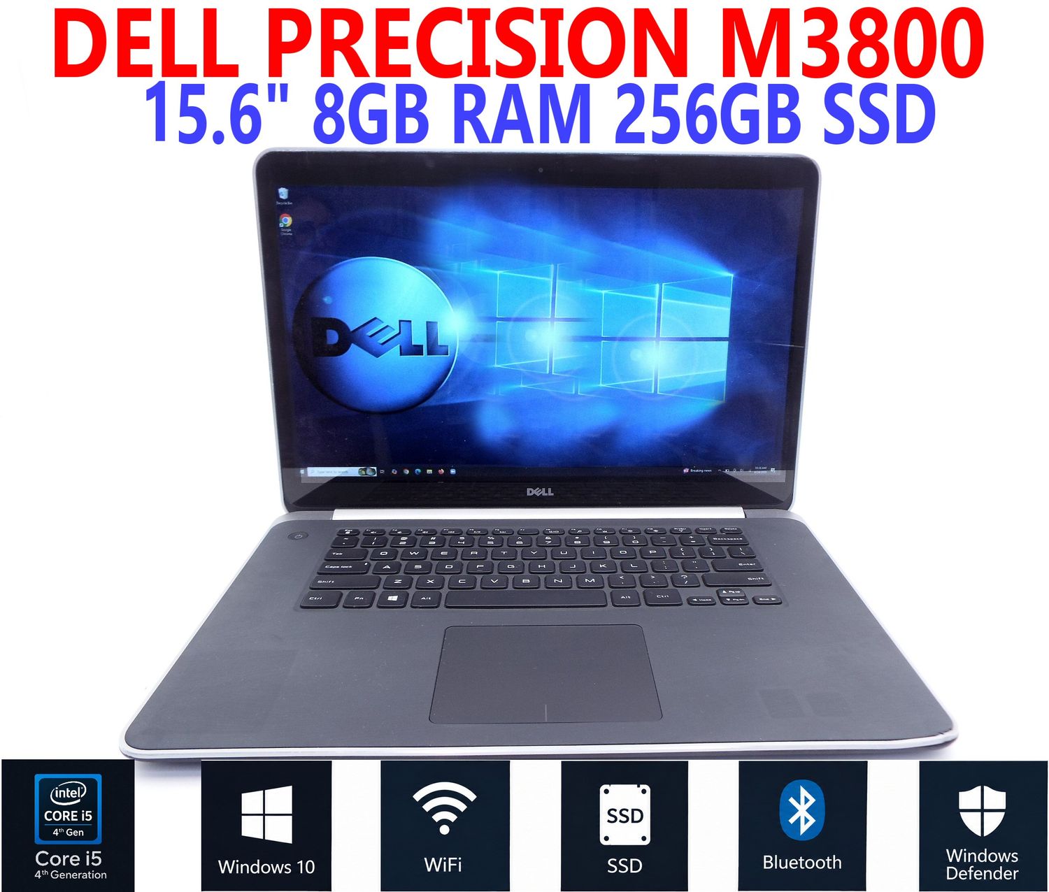 DELL PRECISION M3800 i5-4712HQ 2.30GHz 8GB RAM 256GB SSD WiFi/BT TOUCHSCREEN UHD 4K NVIDIA GPU 15.6" W10P EXTRAS