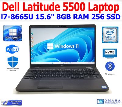 DELL LATITUDE 5500 i7-8665U 1.90GHz 8GB RAM 256GB SSD WiFi/BT 15.1" W11P EXTRAS