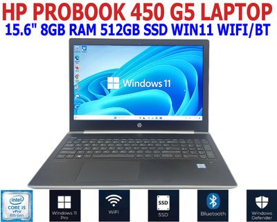 HP PROBOOK 450 G5 LAPTOP I5-8250U 15.6" 1.60GHZ 8GB RAM 512GB SSD WIN11 WIFI/BT EXTRAS