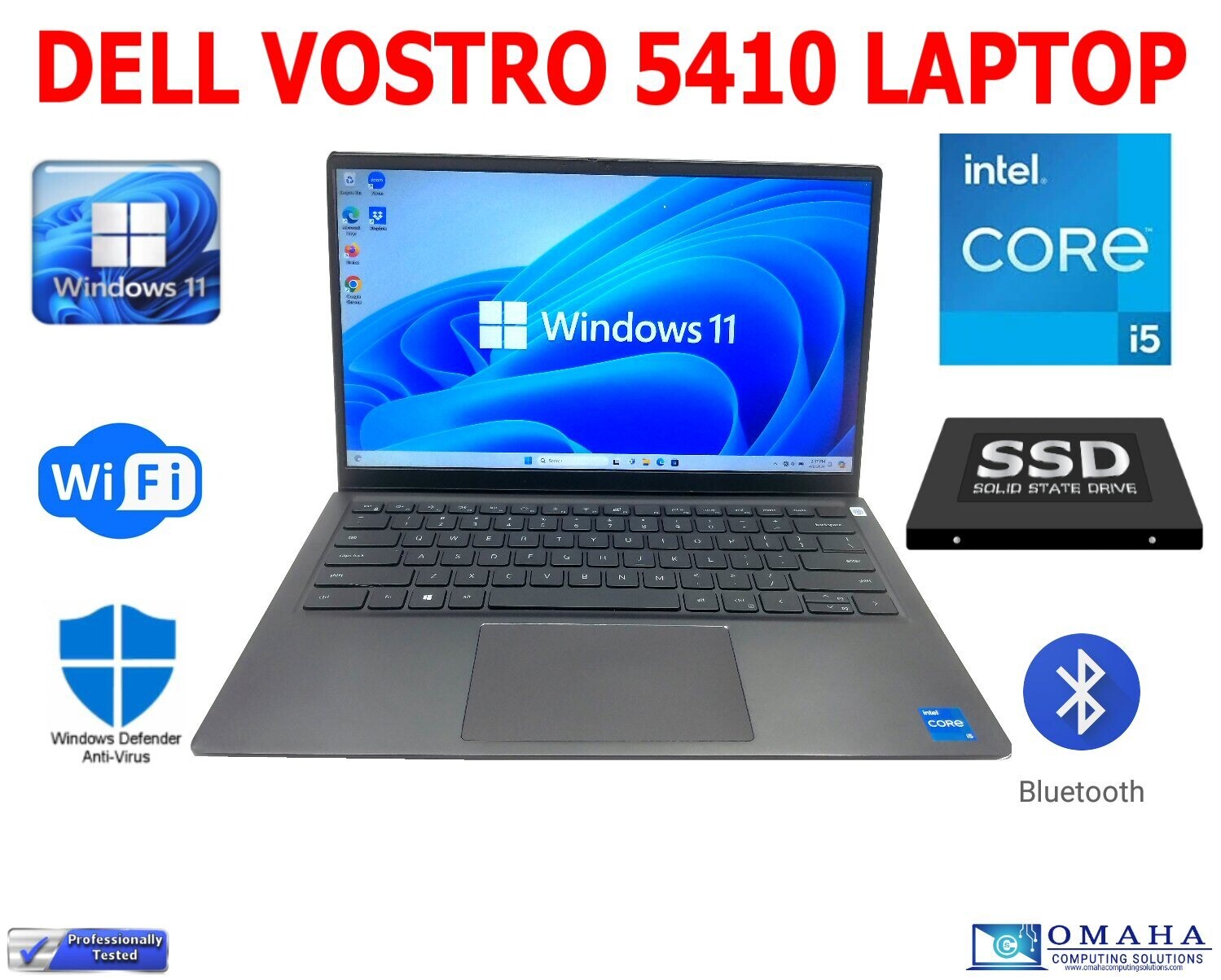 DELL VOSTRO 14 5410 LAPTOP i5-11320H 3.20GHz 14" 16GB RAM 512GB SSD WIN11 PRO WIFI/BT