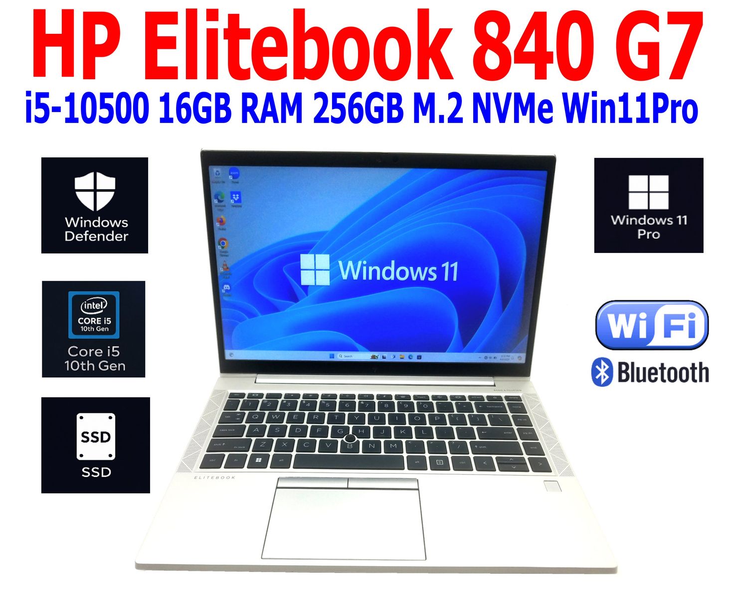 HP ELITEBOOK 840 G7 NOTEBOOK 14 HP ELITEBOOK 840 G7 NOTEBOOK 14" i5-10310U 1.70GHz 16GB RAM 256GB NVME WIFI/BT WIN11 PRO EXTRAS