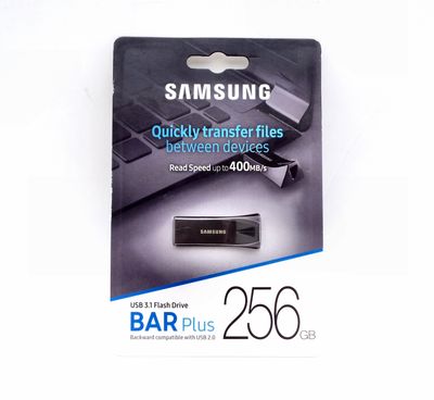 NEW SAMSUNG BAR PLUS 256GB FLASH DRIVE 400MB/s USB 3.1 TITAN GRAY MUF-256BE4/AM NEW SAMSUNG BAR PLUS 256GB FLASH DRIVE 400MB/s USB 3.1 TITAN GRAY MUF-256BE4/AM