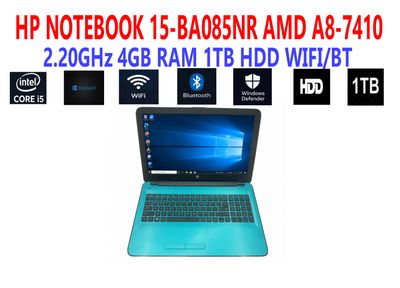 HP NOTEBOOK 15-BA085NR AMD A8-7410 APU 2.20GHz 4GB RAM 1TB HDD WIFI/BT
