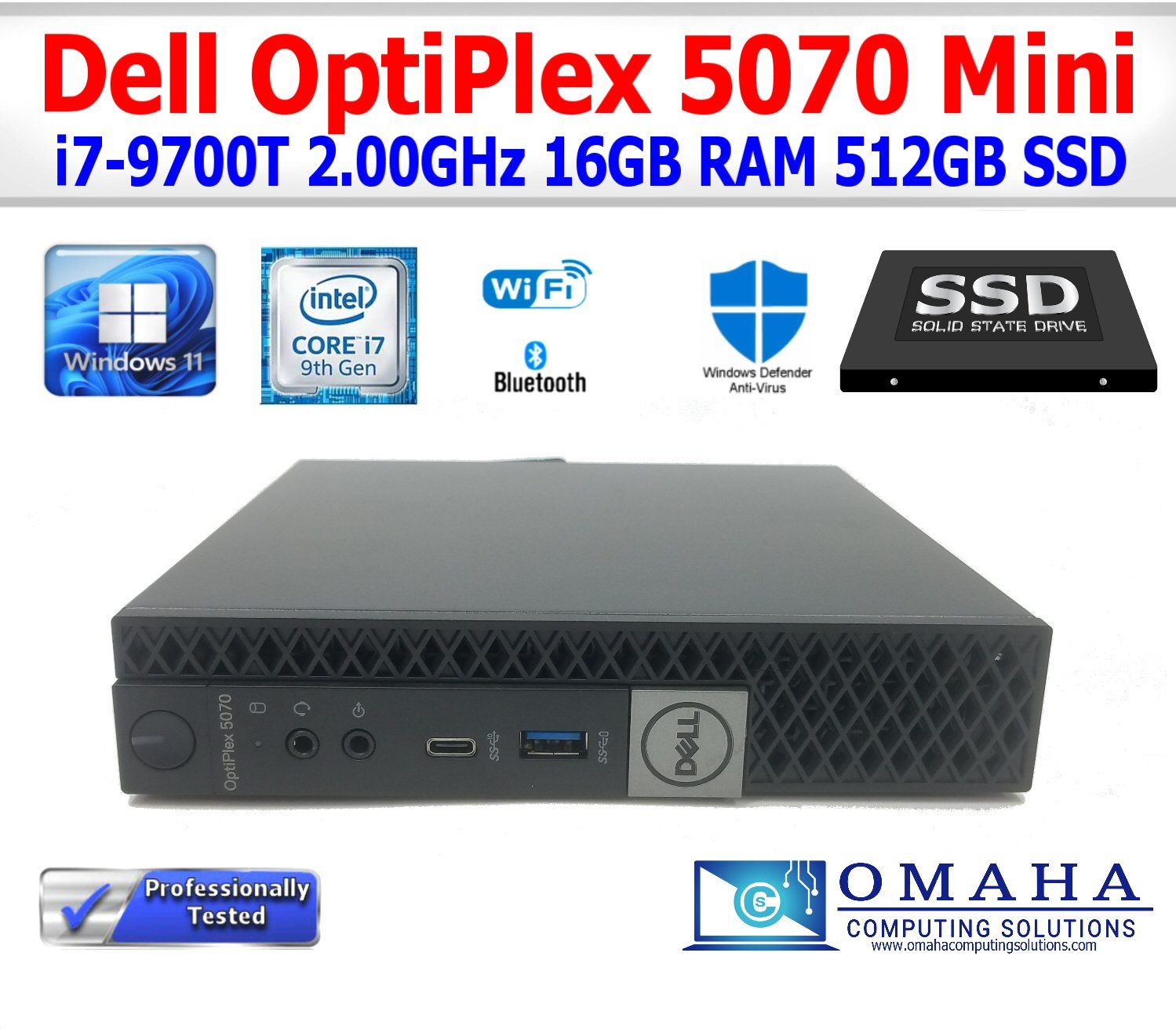 DELL OPTIPLEX 5070 i7-9700T 2.00GHz 16GB RAM 512GB SSD WIN11 PRO WIFI/BT