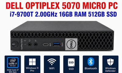 DELL OPTIPLEX 5070 Micro PC i7-9700T 2.00GHz 16GB RAM 512GB SSD WIN11 PRO WIFI/BT DELL OPTIPLEX 5070 Micro PC i7-9700T 2.00GHz 16GB RAM 512GB SSD WIN11 PRO WIFI/BT