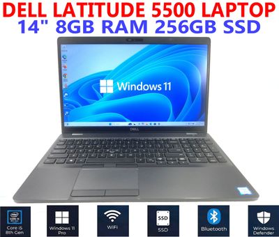 DELL LATITUDE 5500 LAPTOP i5-8265U 1.60GHz 14" 8GB RAM 256GB SSD WIN 11 PRO WIFI/BT EXTRAS