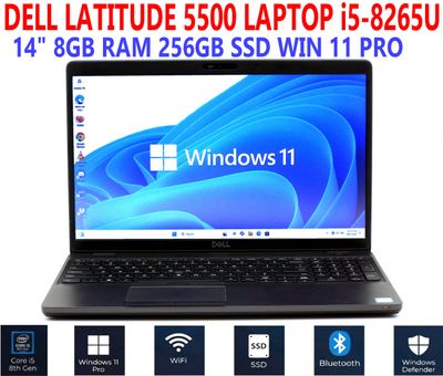 DELL LATITUDE 5500 LAPTOP i5-8265U 1.60GHz 14" 8GB RAM 256GB SSD WIN 11 PRO WIFI/BT EXTRAS