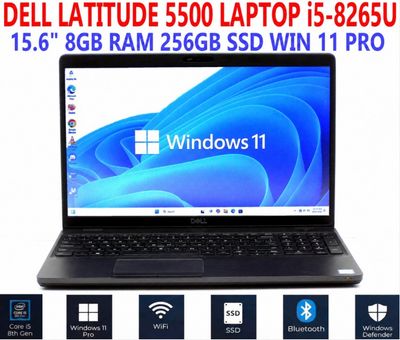 DELL LATITUDE 5500 LAPTOP i5-8265U 1.60GHz 15.6" 8GB RAM 256GB SSD WIN 11 PRO WIFI/BT EXTRAS