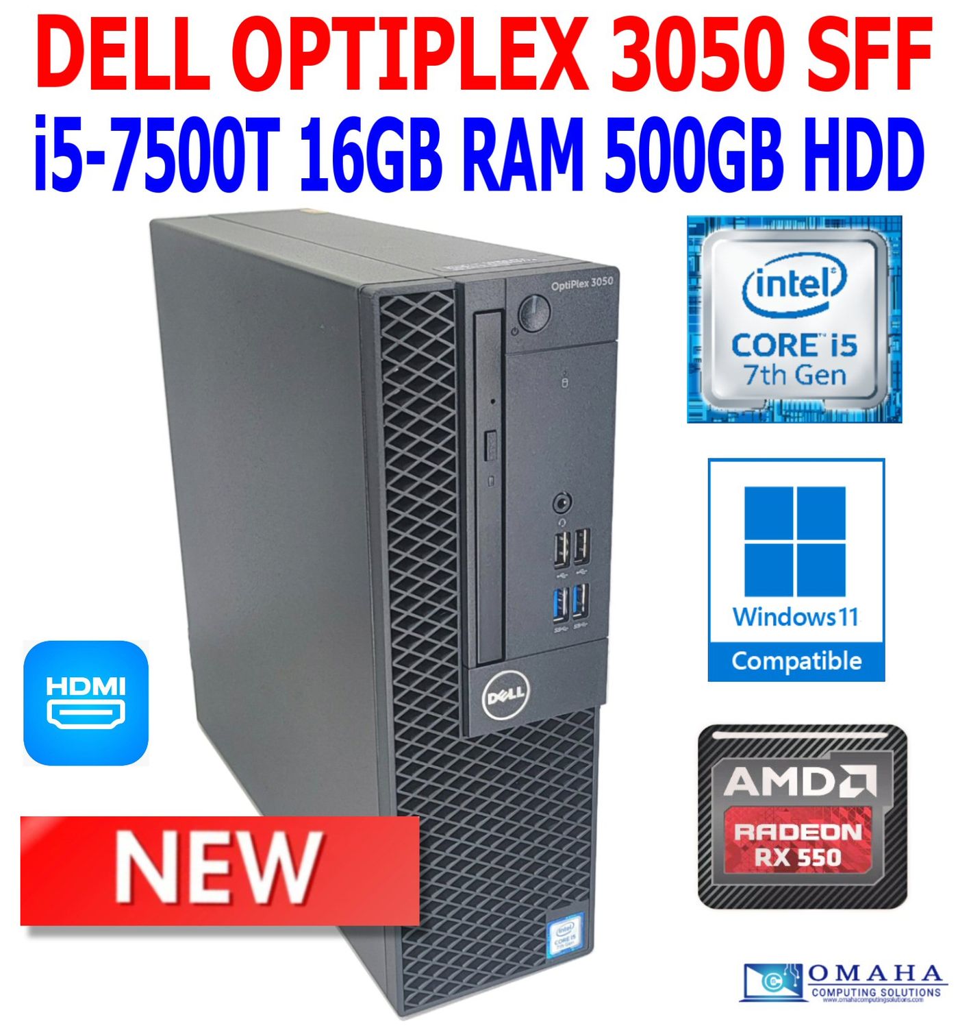 NEW DELL OPTIPLEX 3050 i5-7500 3.40GHz 16GB RAM 500GB HDD DVD/RW SEALED IN BOX