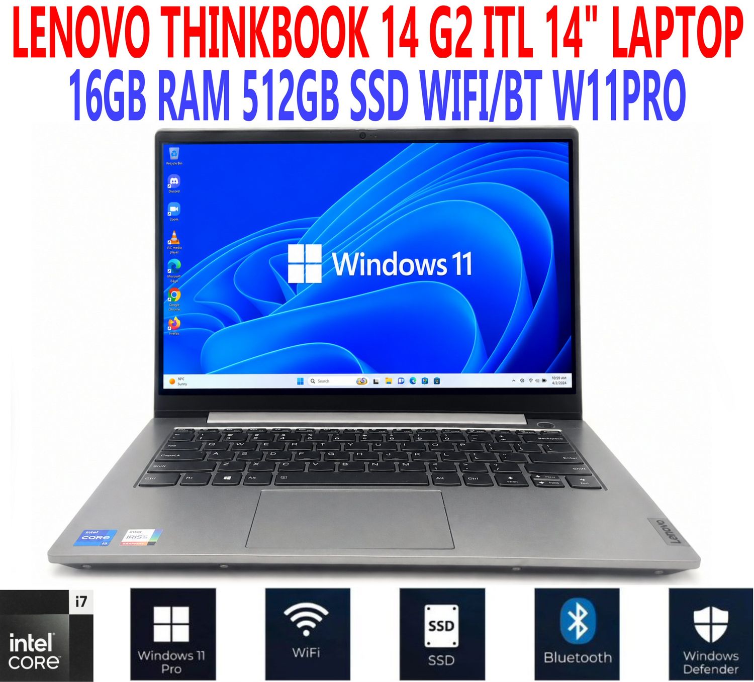 LENOVO THINKBOOK 14 G2 ITL LAPTOP i7-1165G7 2.80GHz 14 LENOVO THINKBOOK 14 G2 ITL LAPTOP i7-1165G7 2.80GHz 14" 16GB RAM 512GB SSD WIFI/BT W11PRO EXTRAS