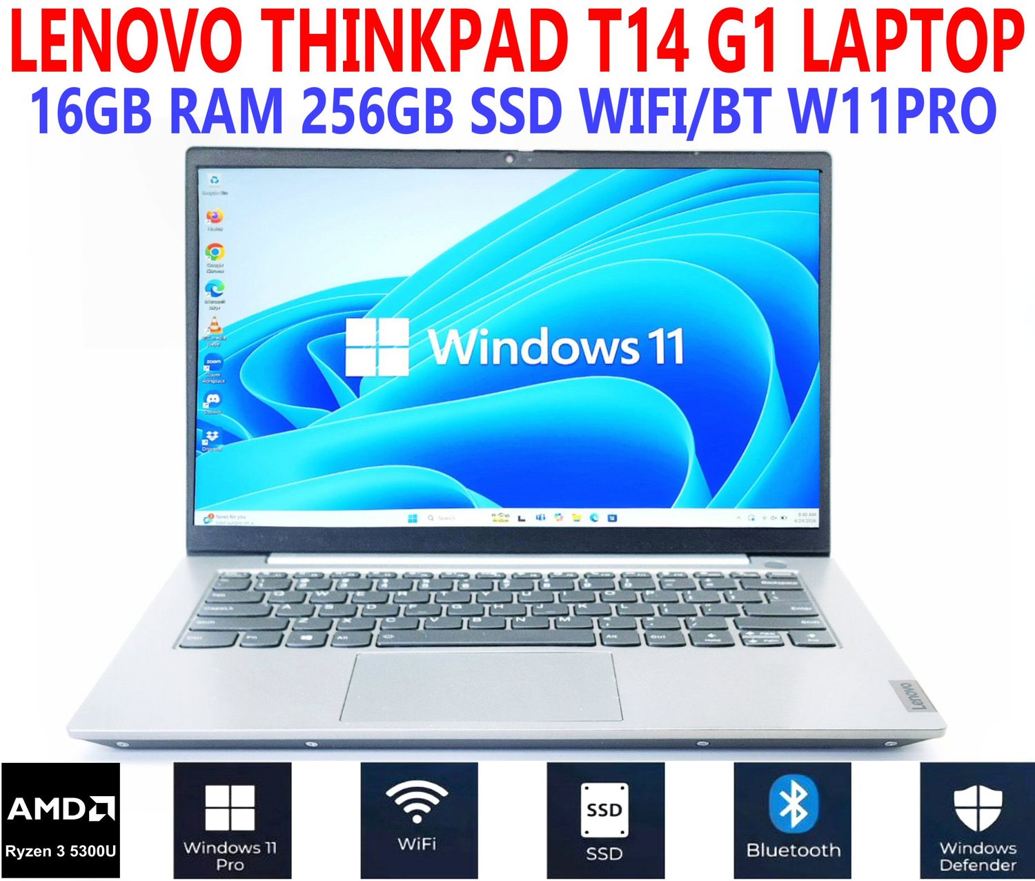 LENOVO THINKBOOK G3 ACL 14 LENOVO THINKBOOK G3 ACL 14" LAPTOP AMD RYZEN 3 5300U 2.60GHz 16GB RAM 256GB SSD WIFI/BT W11PRO EXTRAS